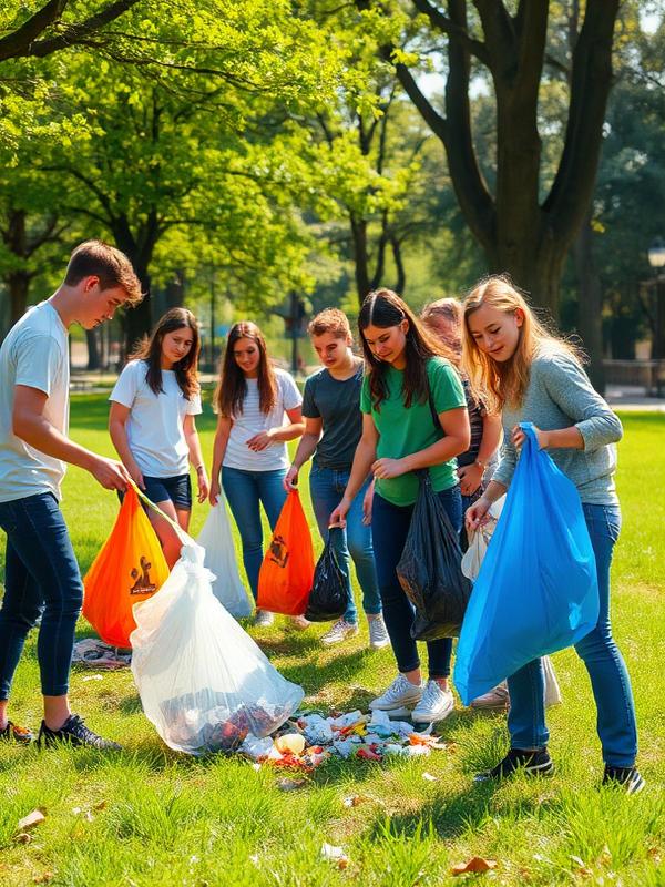 Volunteers cleaning up a local park